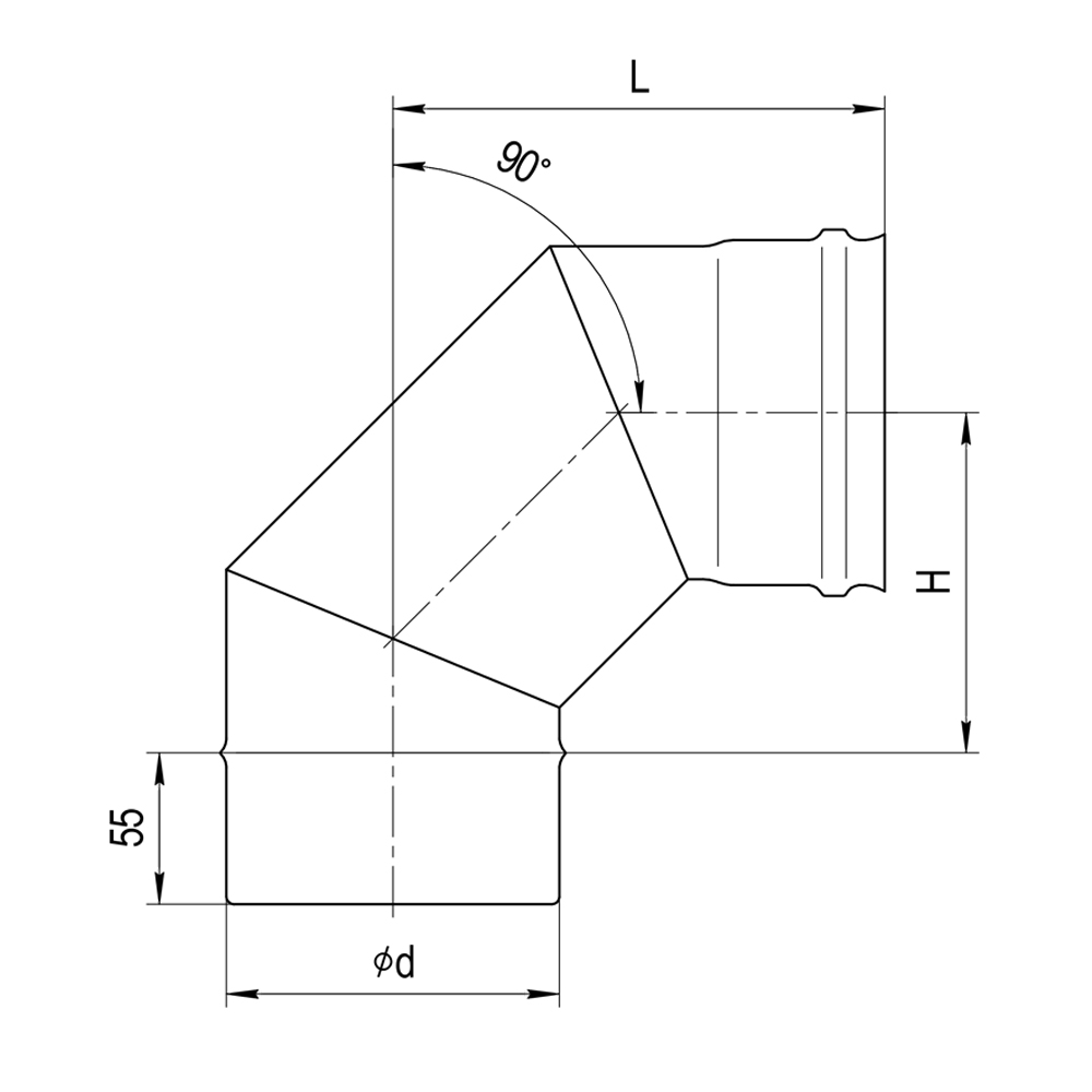 Колено 90° (3 секции)
