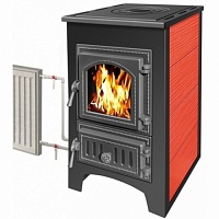 Печь-Камин ВЕЗУВИЙ ПК-01 (270) с плитой и теплообменником, красный